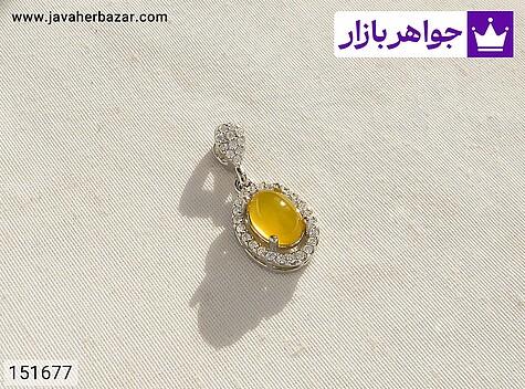 مدال نقره عقیق زرد زنانه [شرف الشمس] - 151677